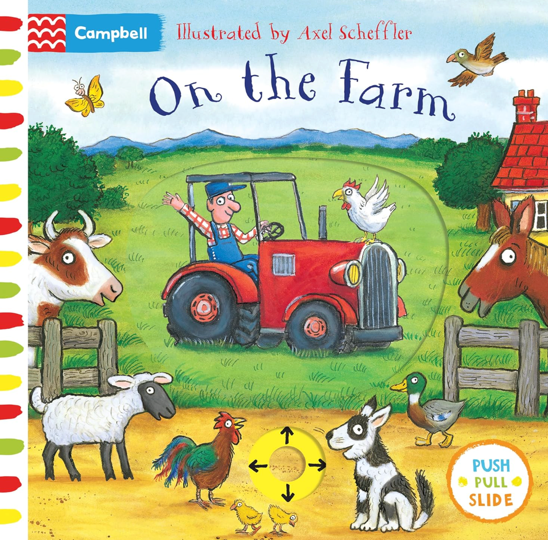 On the Farm Push Pull Slide Board Book for Toddlers – Axel Scheffler Interactive Farm Animals Book
