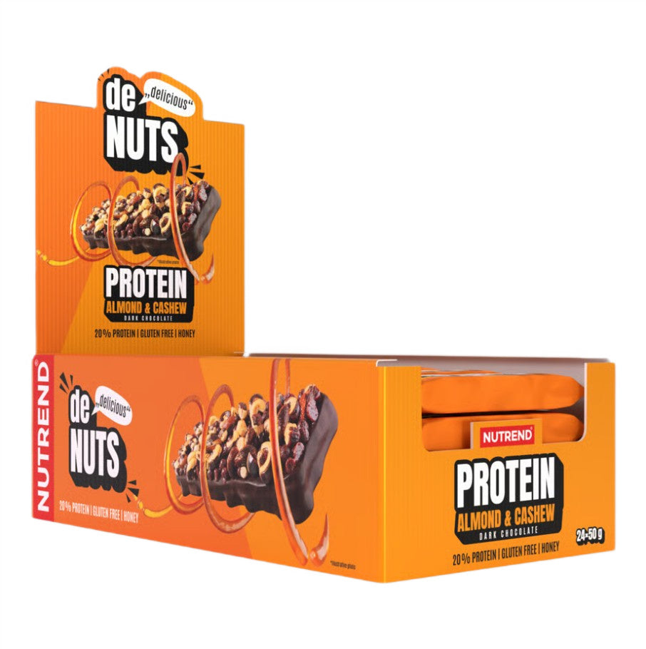 Denuts Protein Bar, Almond & Cashew Dark Chocolate - 24 x 50g