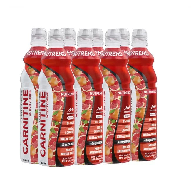 Carnitine Activity Drink with Caffeine, Non Sparkling Red Orange - 8 x 750 ml.