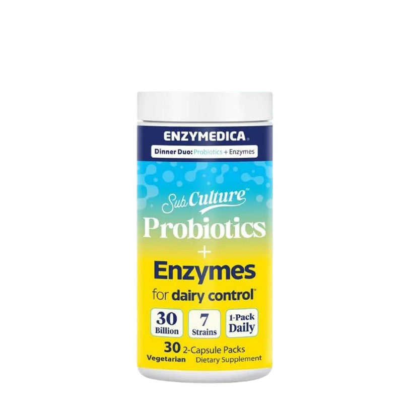 SubCulture Dinner Duo Probiotics + Enzyme for Dairy Control Packs - 30 x 2 vcaps